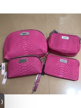 Victoria's Secret Pink Snake-Embossed Cosmetic Bag Set